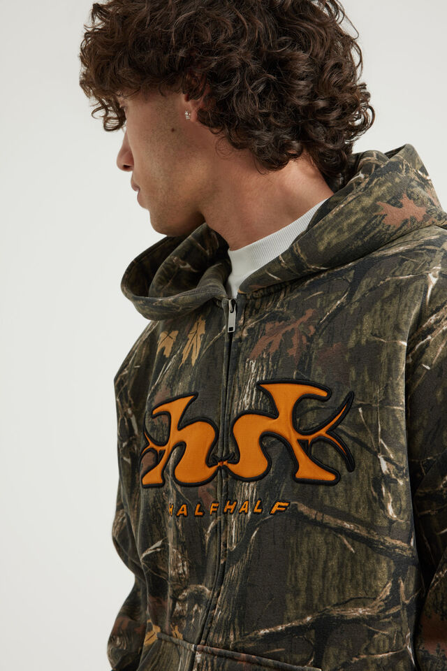 Half Half Zip Thru Hoodie, HH FORREST CAMO/GLOOP