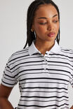 Short Sleeve Polo Top, BLACK/WHITE STRIPE - alternate image 4