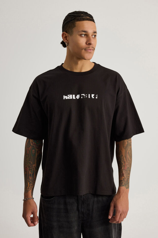 Half Half Box Fit Graphic T Shirt, HH BLACK/FRAGMENT BRICKS