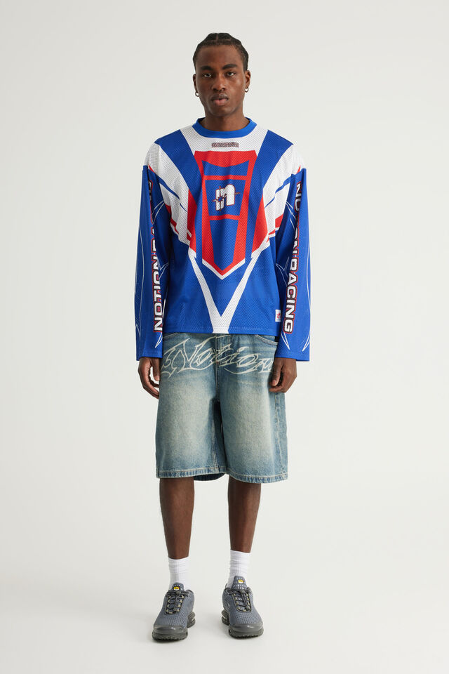 Notion Relaxed Baggy Denim Short, GRUNGEY BLUE