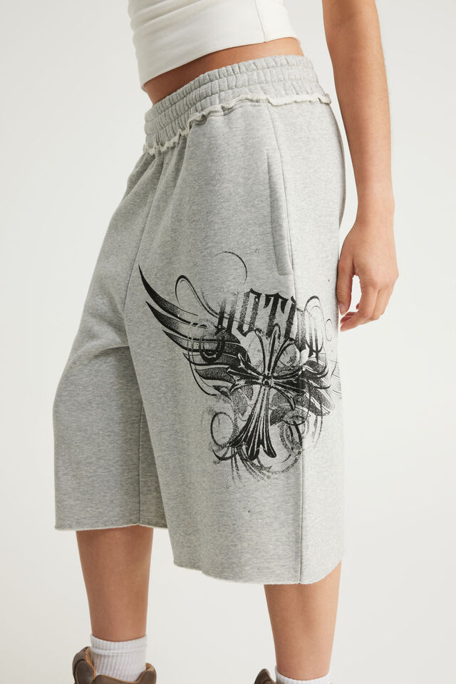 Baggy Track Short, NTN GREY MARLE/CROSSES