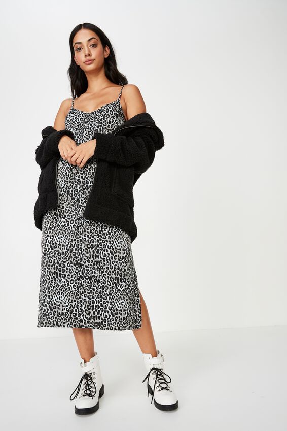 Satin Midi Dress, GREY ANIMAL