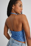 Kelly Mesh Cowl Neck Halter, BLUE LEOPARD - alternate image 5