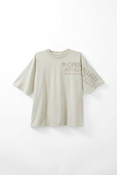 Open Gallery Box Fit Tshirt, OG WASHED PEBBLE/SLEEVE PROMO