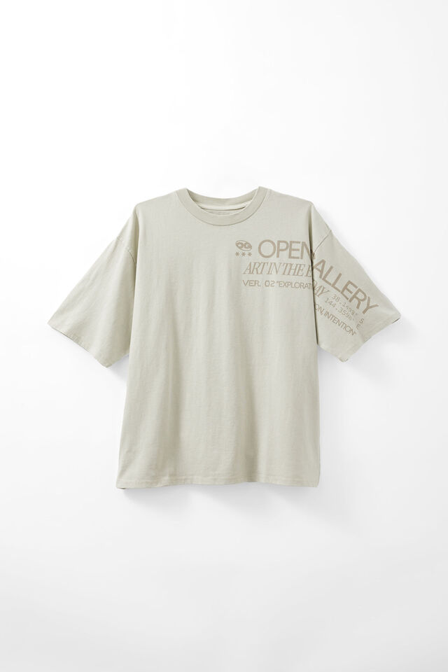 Open Gallery Box Fit Tshirt, OG WASHED PEBBLE/SLEEVE PROMO