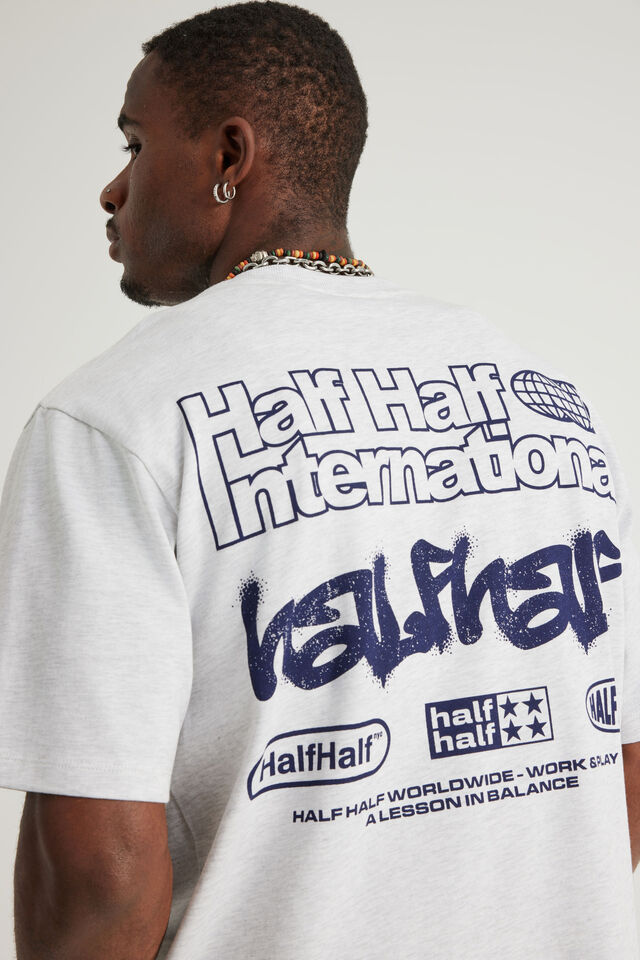 Half Half Heavyweight Core Fit Tshirt, HH SILVER MARLE/INTERNATIONAL