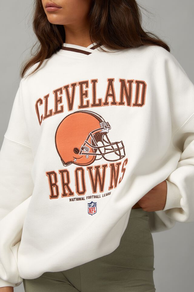 Lcn Nfl Slouchy Graphic Crew, LCN NFL VINTAGE WHITE/CLEVELAND BROWNS