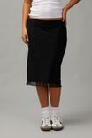 Mesh Midi Slip Skirt, BLACK - alternate image 2