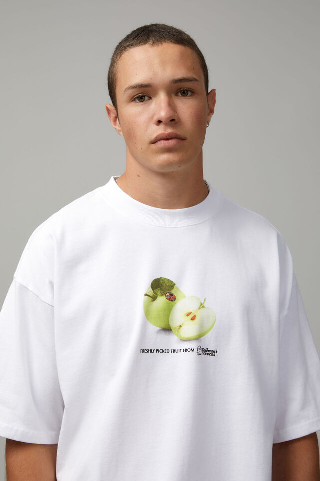 Heavy Weight Box Fit Graphic Tshirt, WHITE/APPLES