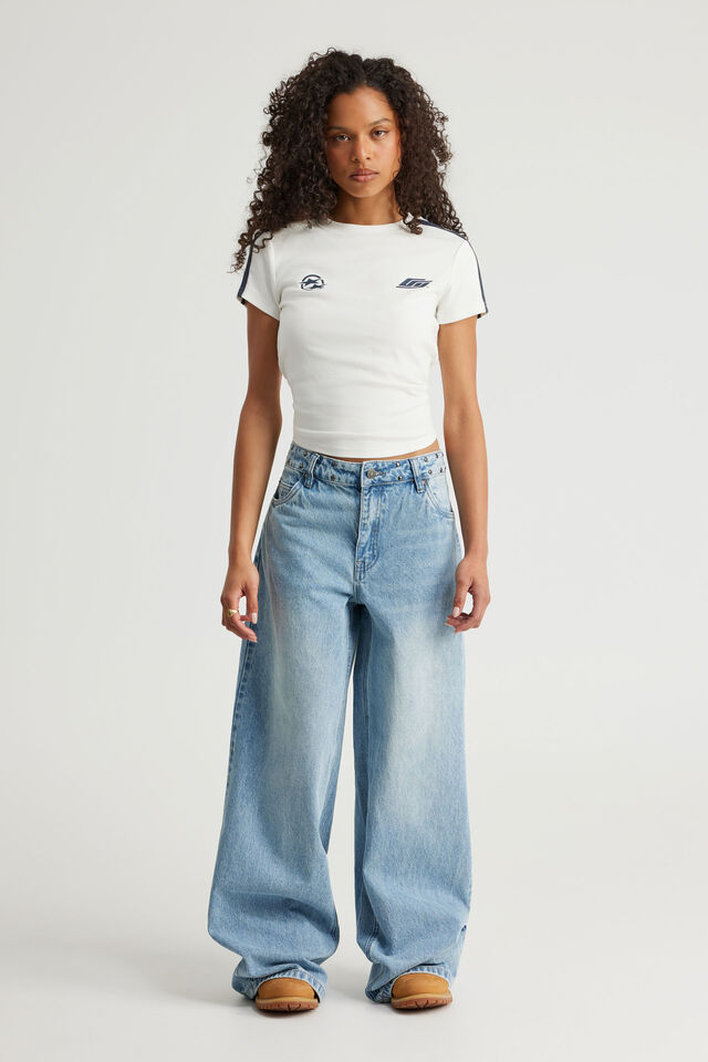 Fitted Graphic Tee, CLOUD/OG PIPING