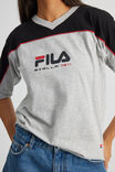 Fila Lcn V Neck Baggy Tee, GREY MARLE/BLACK FILA - alternate image 4