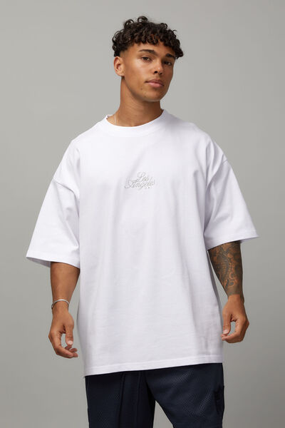 Heavy Weight Box Fit Graphic Tshirt, WHITE/LOS ANGELES SCRIPT
