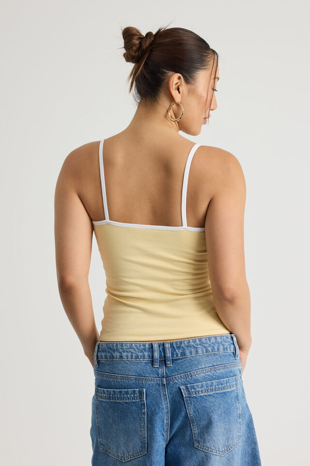 Kiki Cami, DAFFODIL/WHITE PICOT