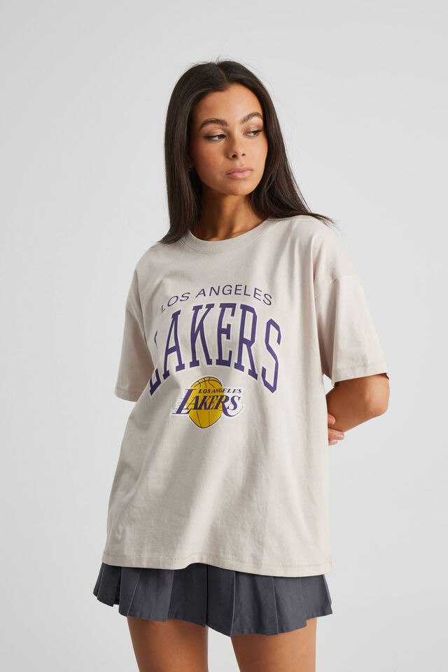 Nba Baggy Graphic Tee, LCN NBA LIGHT STONE/LA LAKERS