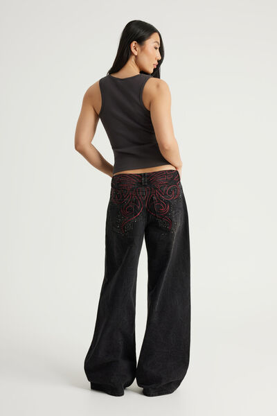 Mega Baggy Jean, BLACK/YOU RE MY BUTTERFLY