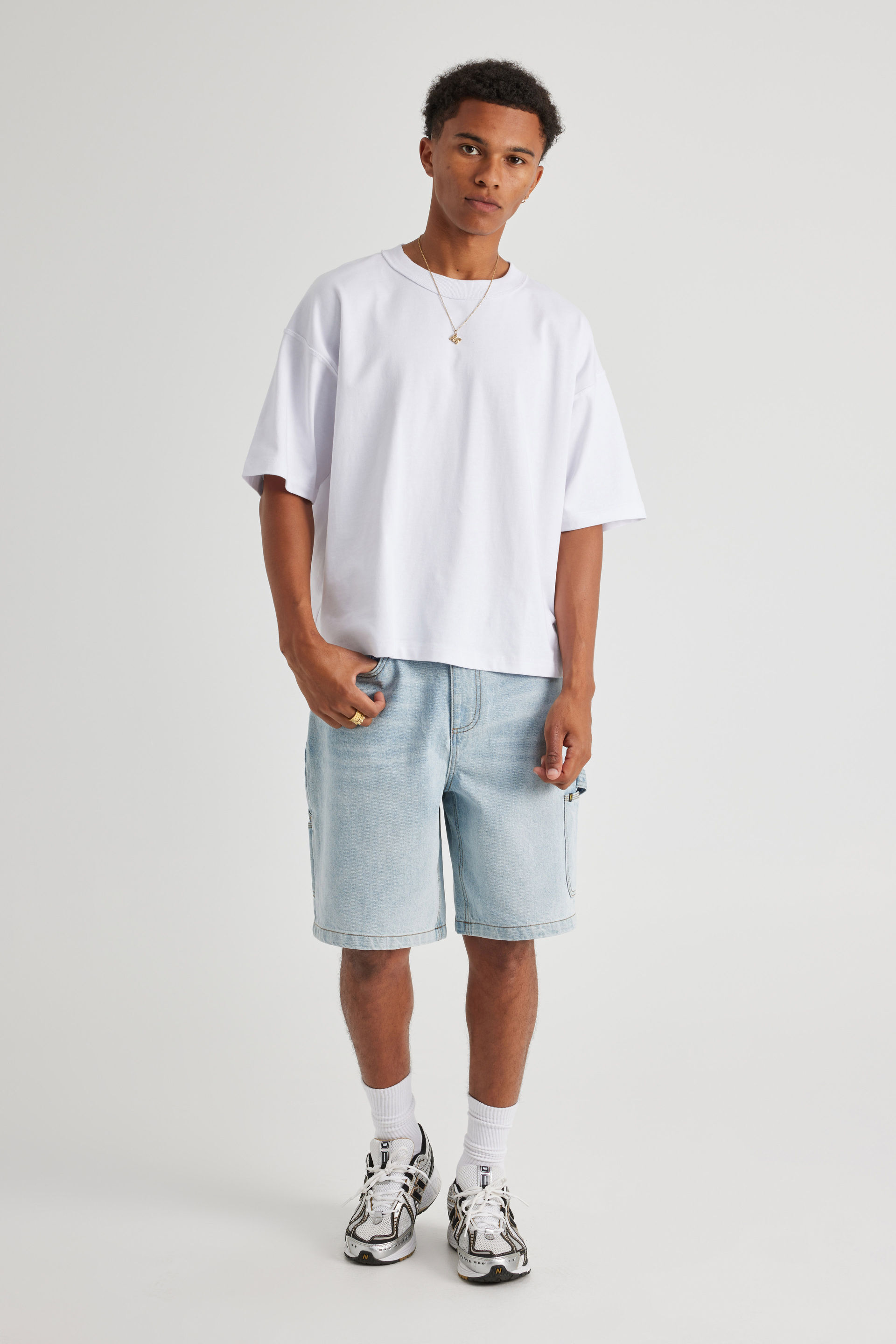Baggy white shorts best sale