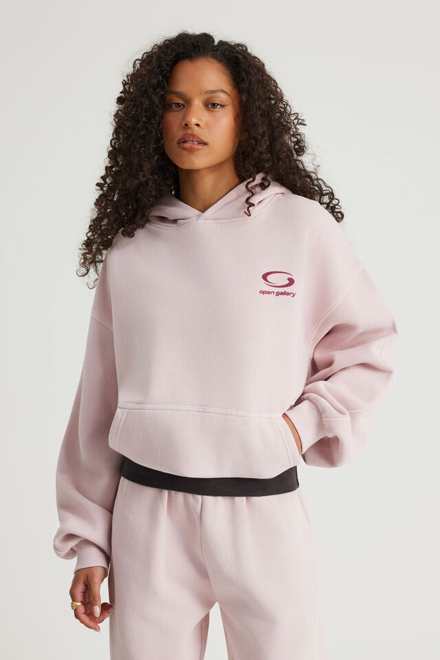 Open Gallery Boxy Hoodie, OG WASHED PINK DUST/OG REDCURRENT