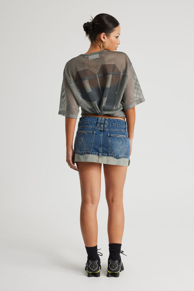 Turn Up Denim Skirt, 2000S INDIGO