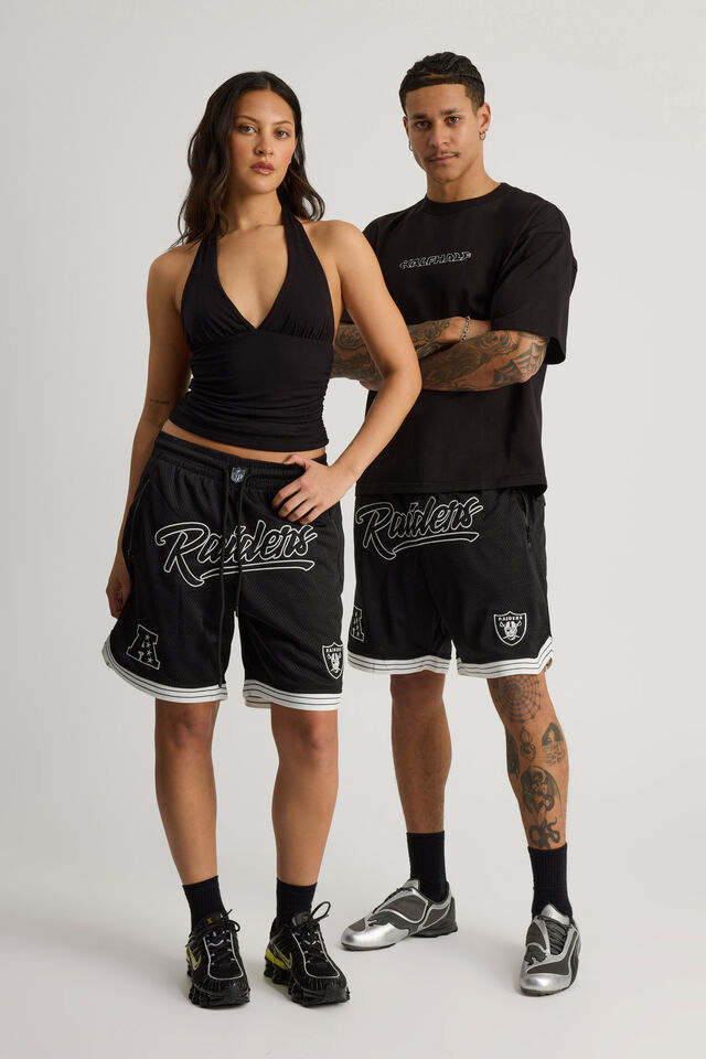 Nfl Basketball Short, LCN NFL BLACK/RAIDERS NEW SCRIPT