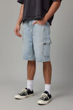 Half Half Painter Baggy Denim Short, DAY BLUE - alternate image 2