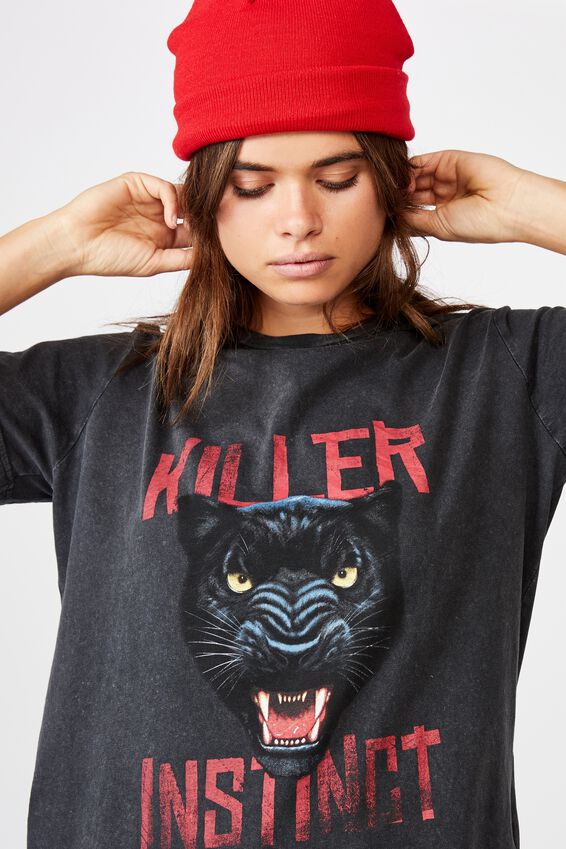 Relaxed Graphic T Shirt, WASHED BLACK/KILLER INSTINCT