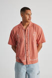 Embroidered Textured Shirt, LIGHT OCHRE/FLORAL EMB - alternate image 1