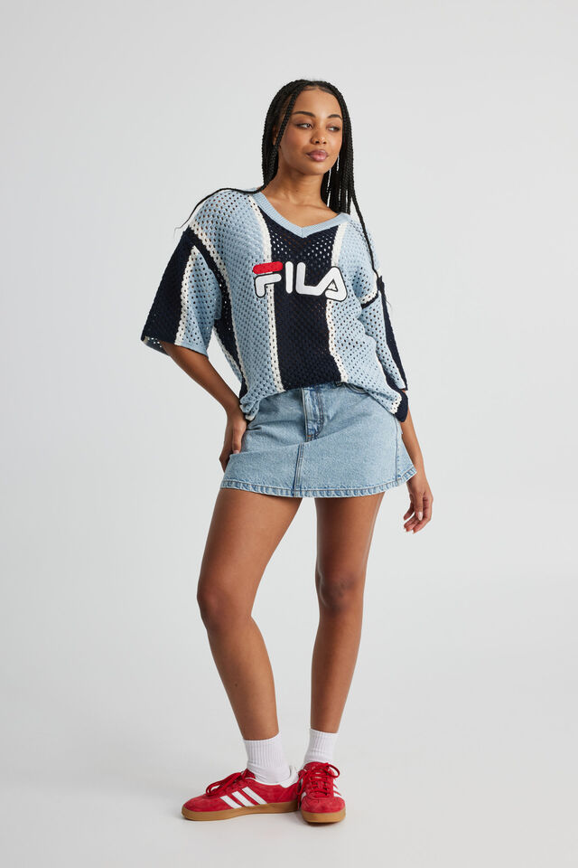 Fila Lcn Crochet V Neck Tee, NAVY BLAZER/BLUE FILA SPORT