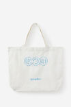 Open Gallery Large Tote Bag, OG WHITE W BLUE LOGO - alternate image 1
