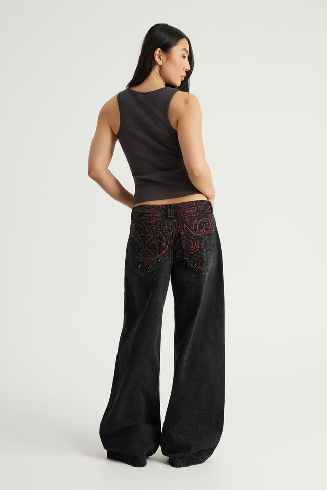 Mega Baggy Jean, BLACK/YOU RE MY BUTTERFLY
