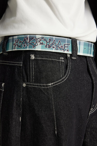 Hh Check Belt W Logo, HH NAVY GREEN CHECK W LOGO