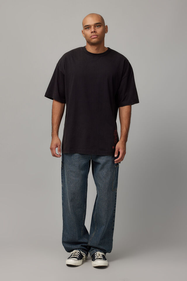 Oversized Marvel T Shirt, LCN MAR WASHED BLACK/VENOM