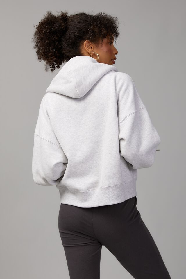 Relaxed Zip Through Hoodie, SILVER MARLE