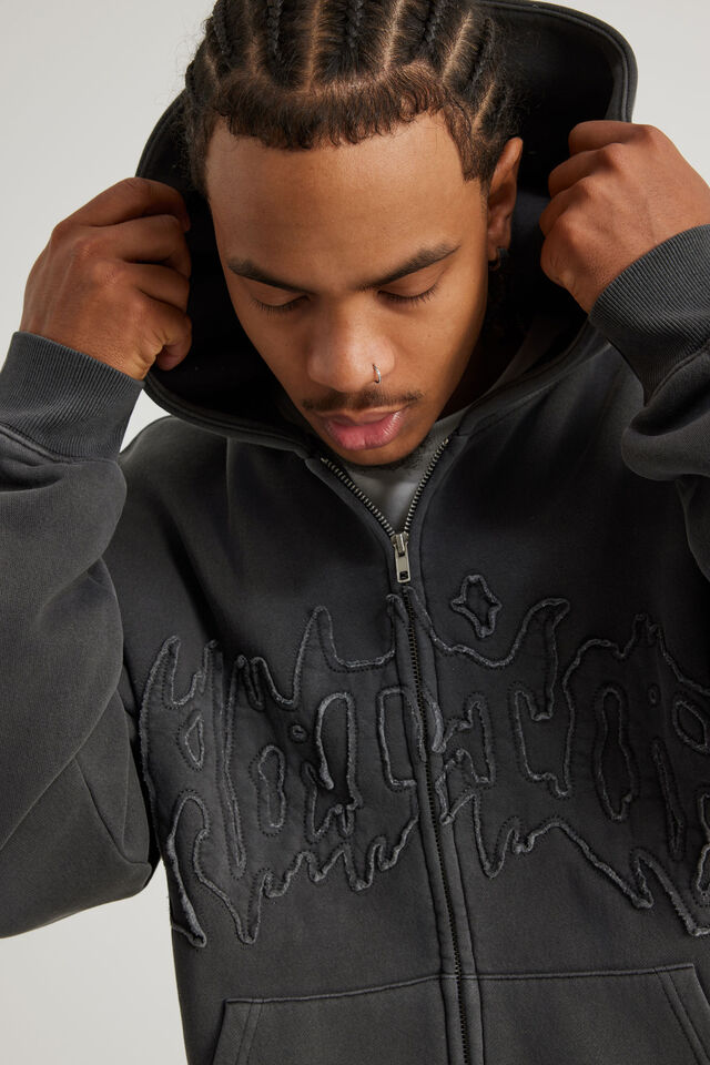 Notion Zip Thru Hoodie, NTN WASHED BLACK/METAL TONAL