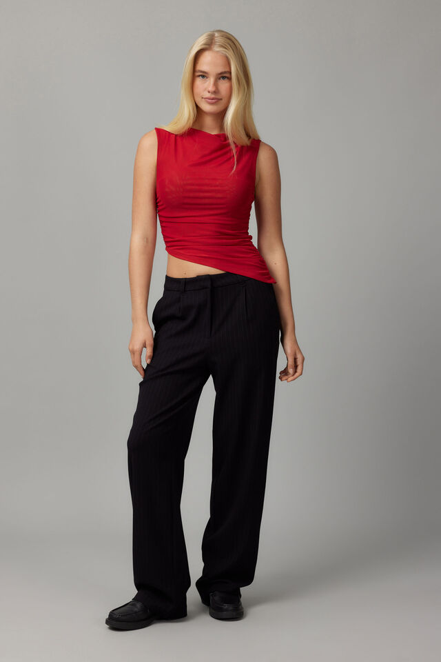 Olivia Mesh Asymmetric Hem Top, SCOOTER