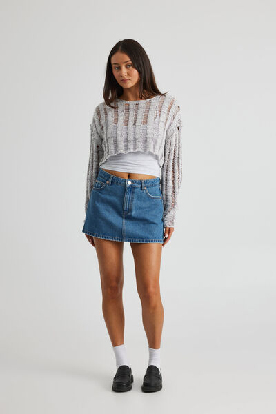 Alana Knit Crop Jumper, GREY