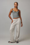 Lace Trim V Neck Tank, IVY GREEN / DOVE GREY STRIPE - alternate image 2