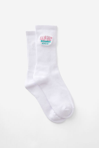 Unisex Rib Sock - Extra, HALF HALF WHITE RECORDS