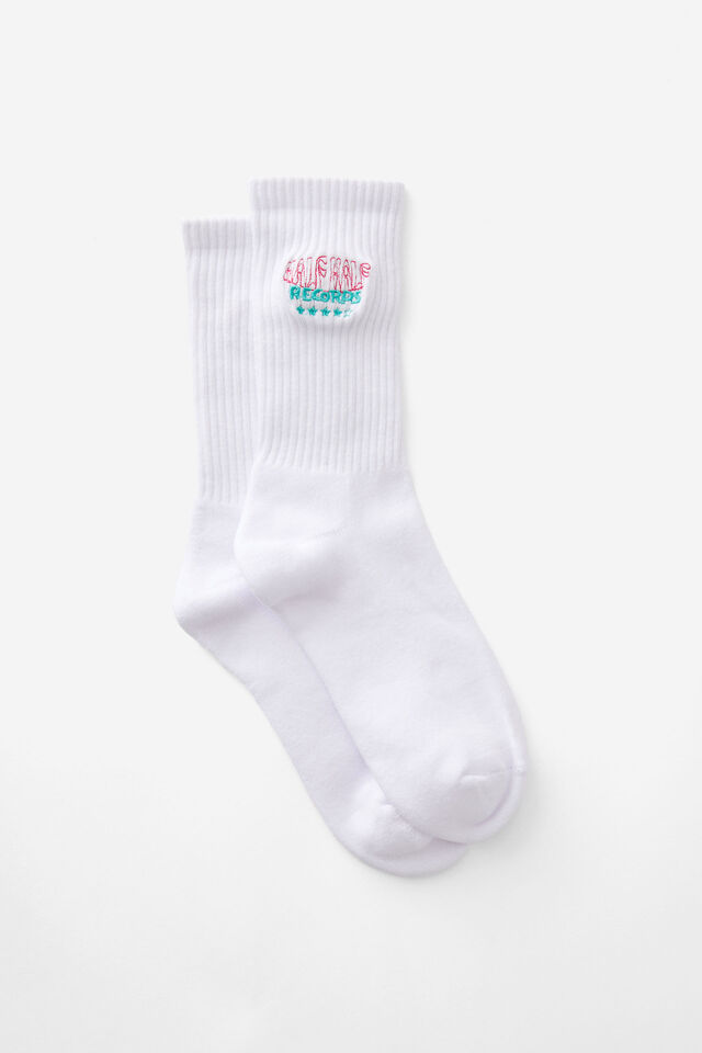 Unisex Rib Sock - Extra, HALF HALF WHITE RECORDS