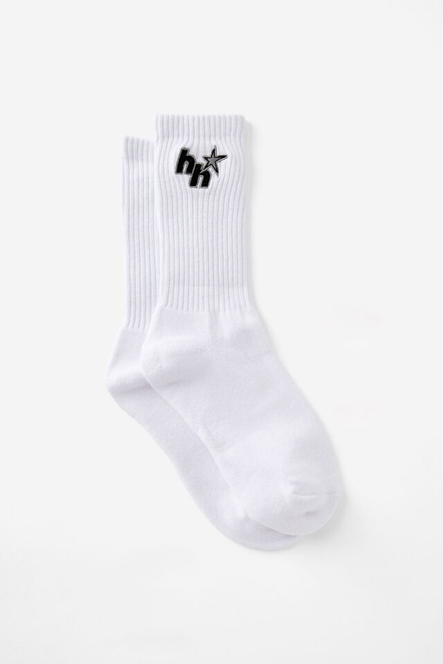 Unisex Rib Sock - Extra, HALF HALF WHITE BLK STAR