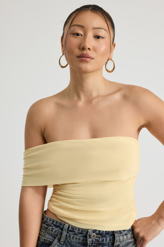 Mesh One Shoulder Top, DAFFODIL