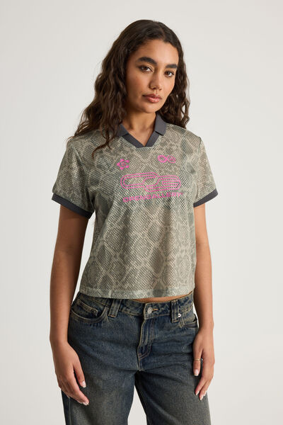 Graphic Mesh Tee, SNAKE SKIN/OPEN GALLERY