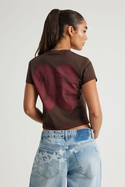 Graphic Baby Tee, WASHED WALNUT/OG 08