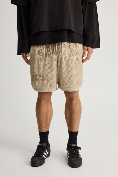 Nfl Basketball Short, LCN NFL BEIGE/SAINTS SHADOW