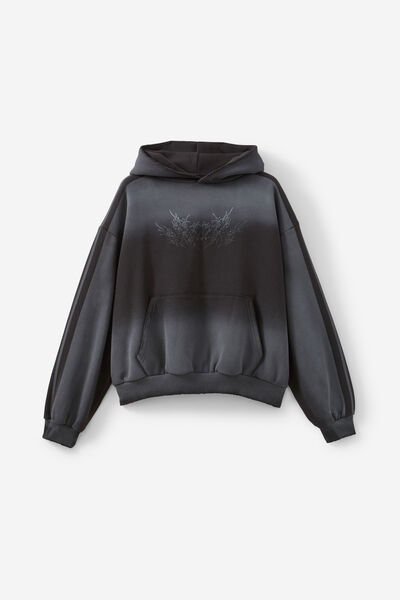 Notion Boxy Hoodie, NTN WASHED BLACK/GOTHIC SPRAY