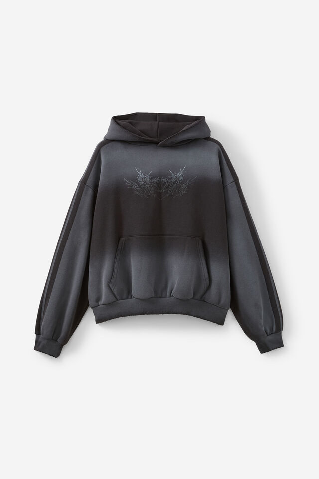 Notion Boxy Hoodie, NTN WASHED BLACK/GOTHIC SPRAY