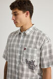 Half Half Boxy Cropped Short Sleeve Shirt, WHITE WINDOW CHECK/GOTHIC HH - alternate image 4