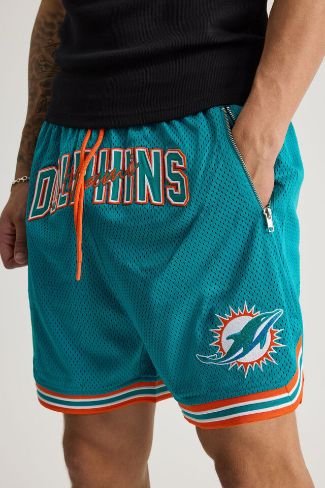 Nfl Basketball Short, LCN NFL TEAL/DOLPHINS RETRO CLASSIC HEM