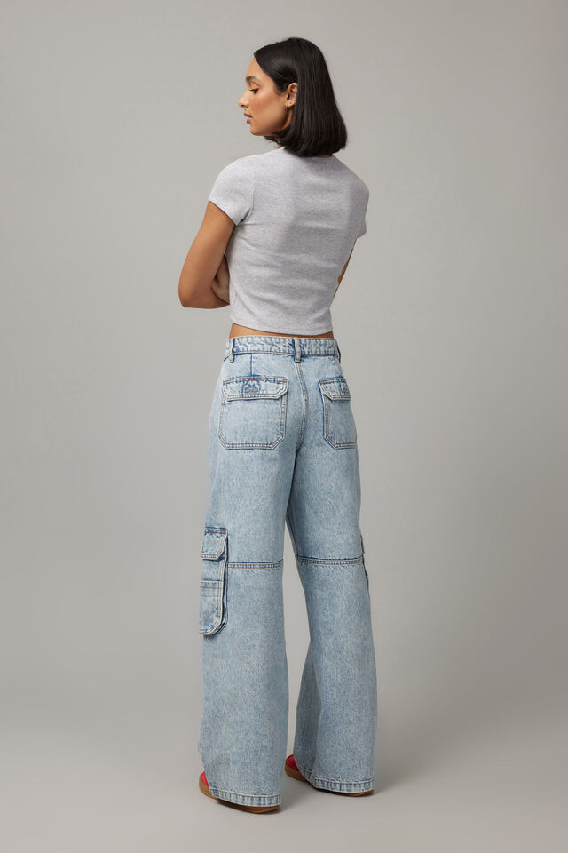 Lexi Baggy Cargo Jean, 90s BLUE