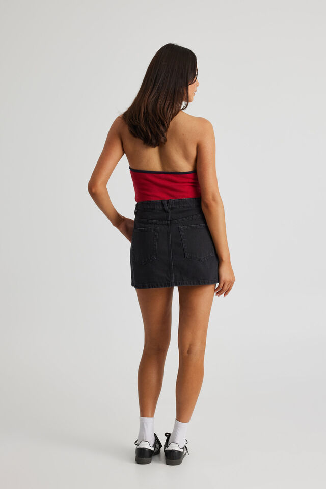 Everyday Denim Mini Skirt, WASHED BLACK