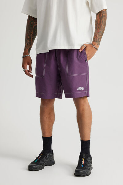 Half Half Pull On Short, DEEP GRAPE